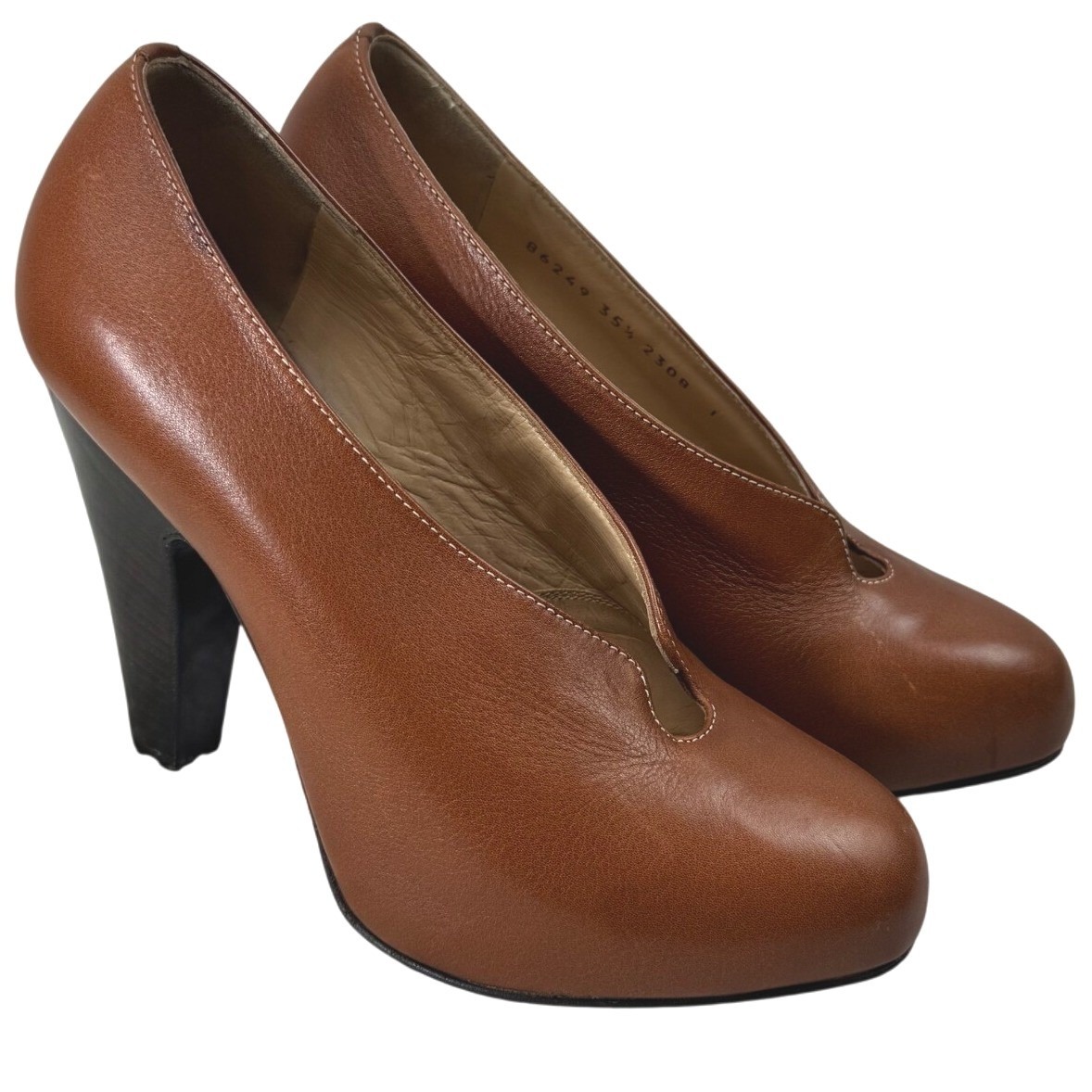 Giuseppe Zanotti Pumps Womens 5.5us 35.5eu Tan Leather V-Cut High Heel Italian